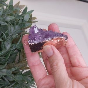 Amethyst Crystal Pendant, Plated, Purple